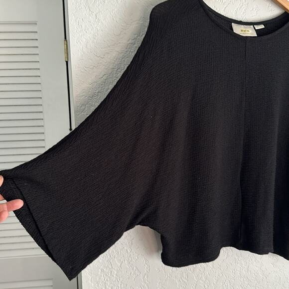 Maeve Anthropologie Stretchy Black Dolman Sleeve Gauzy Viscose Top Small - Picture 2 of 7